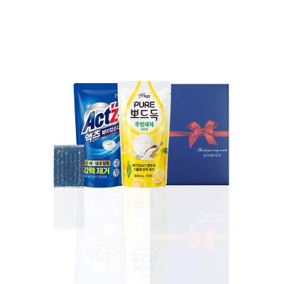 살림12호 피죤액츠퍼팩트리필1P+퓨어뽀드득리필1P+수세미1P 선물세트