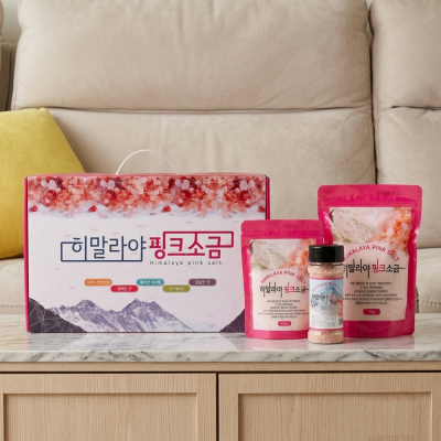 히말라야핑크솔트 암염100% 소금세트 400g파우치+400g파우치+400g조미통듀얼캡